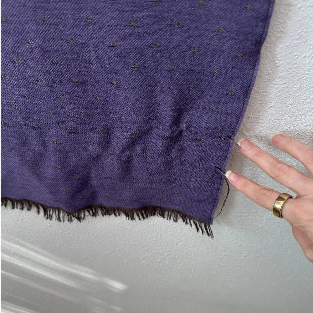 Italian Scarf Purple Brown Polka Dot Wool Silk ~70”